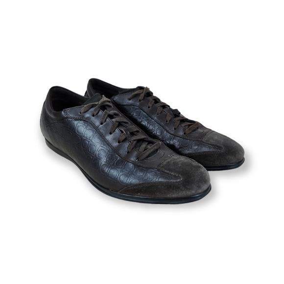 Salvatore Ferragamo Embossed Leather Sneakers - Picture 2 of 10